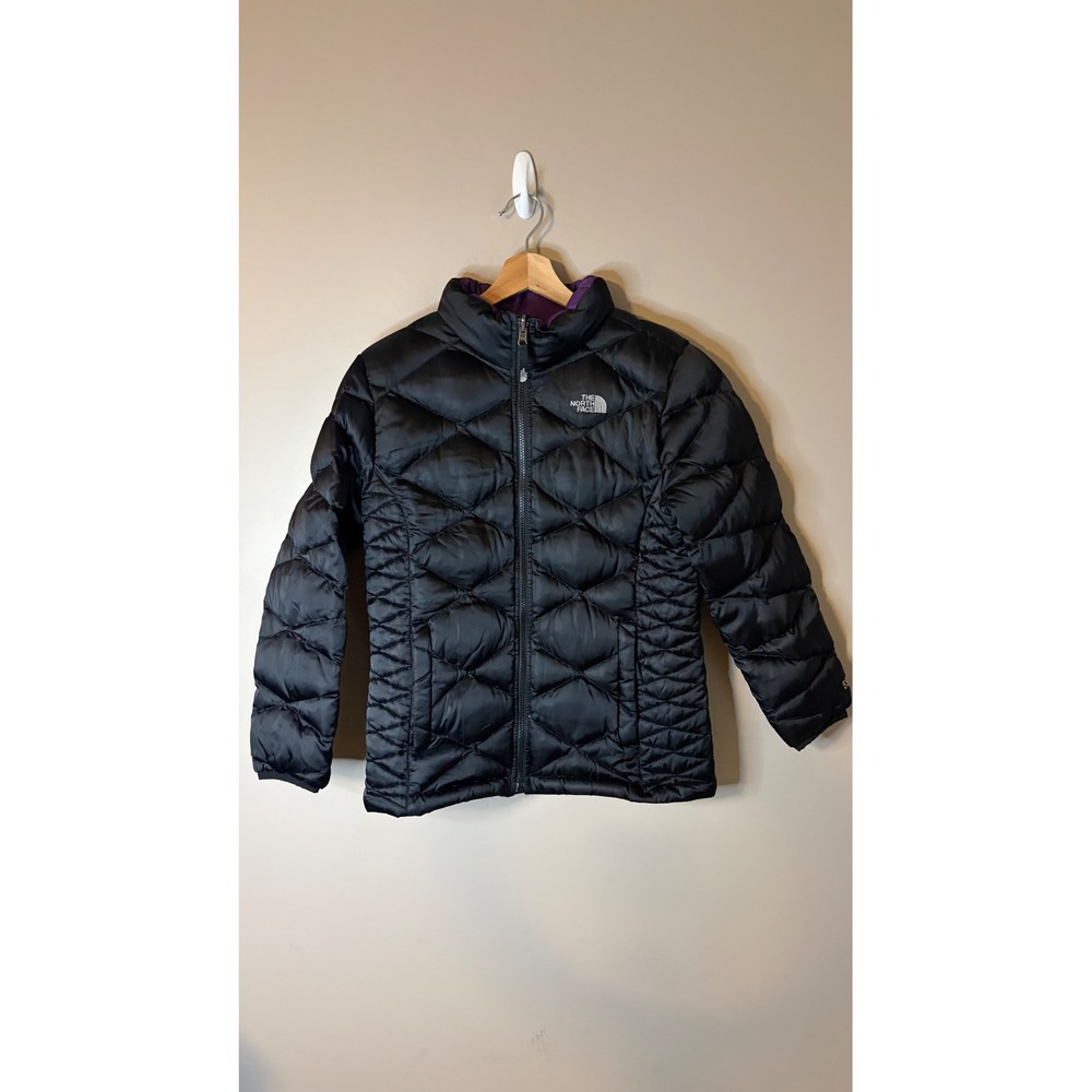 The North Face Down Puffer Jacket Girls XL 18 Black 550 Fill Quilted